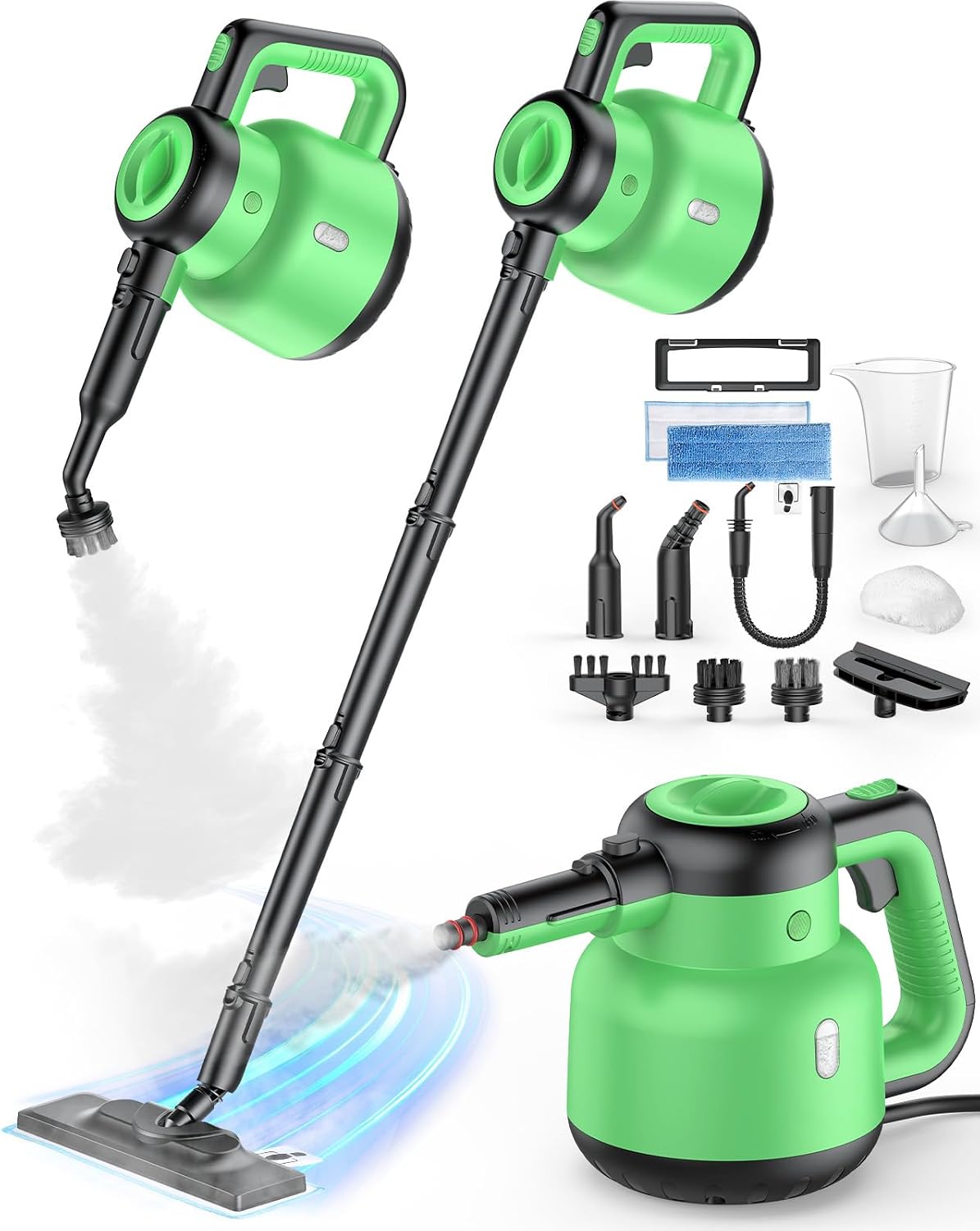 Steam Mop with Detachable Handheld Steam Cleaner for Home, 12-in-1 Floor Steamer for Deep Cleaning, 1400W 15s Quick Heat 221°F Steam Mop Cleaner for Hardwood, Tile, Laminate, Windows, Carpet