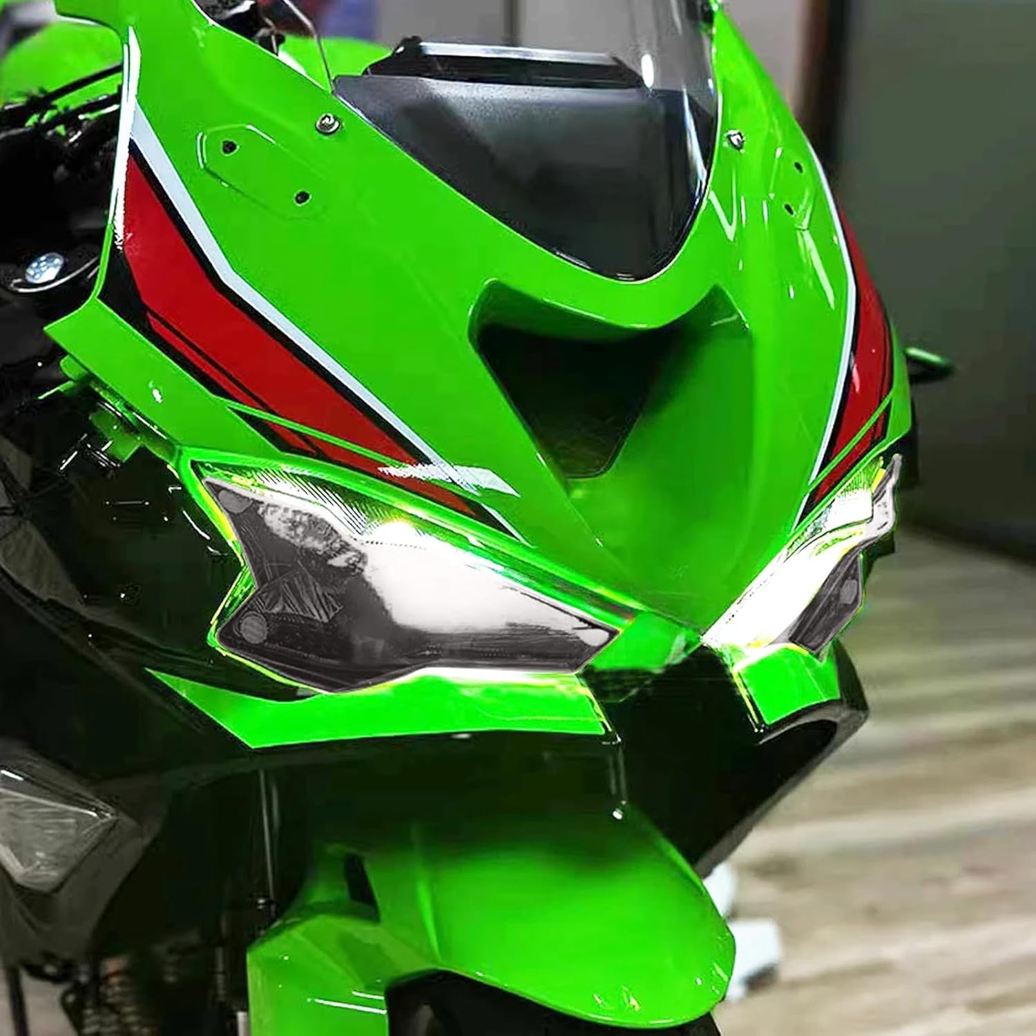 For ZX6R ZX-6R 2025 2024 2023 Motorcycle Headlight Protection Film Eye Protection Color Changing Film Head Light Protective Cover zx6r Accessories (Gray)