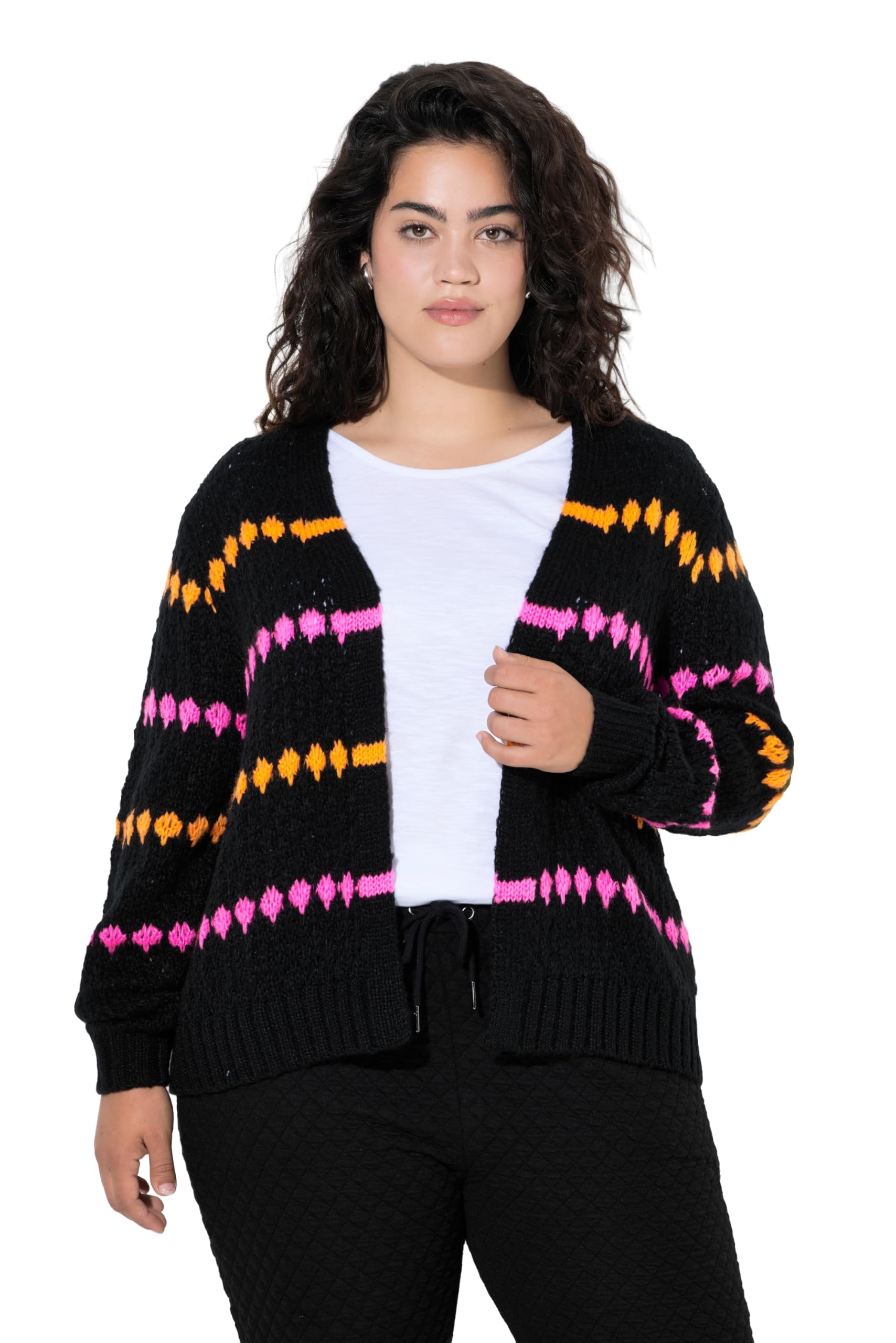 Angel of Style Damen große Größen Übergrößen Plus Size Strickjacke, Straight Fit, Neon-Details 846077