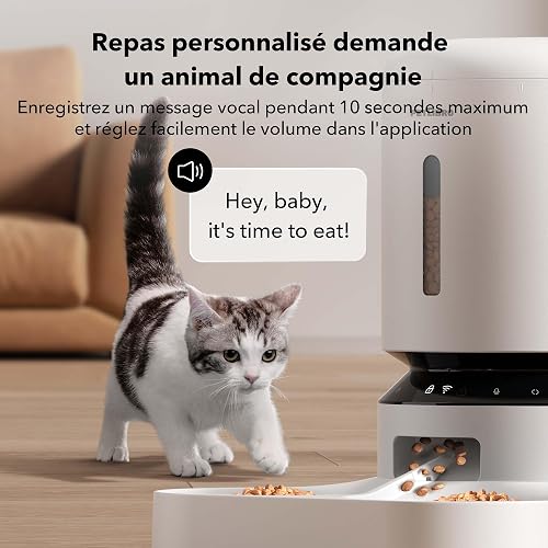 PETLIBRO 5G Wi-FI Distributeur Automatique de Nourriture pour 2 Chat, Triple Conservation avec Bol en Acier Inoxydable et Couvercle à Verrouillage Rotatif, jusqu'à 50 portions, 10 Repas par Jour - 7