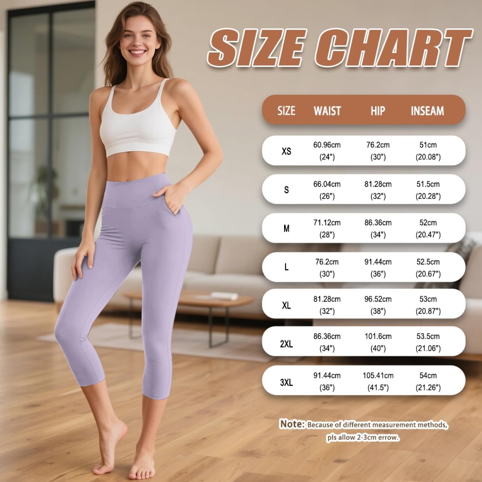Amzbeauty Leggings deportivos para mujer, de cintura alta, con bolsillos, 3/4 de longitud, pantalones capris deportivos para yoga