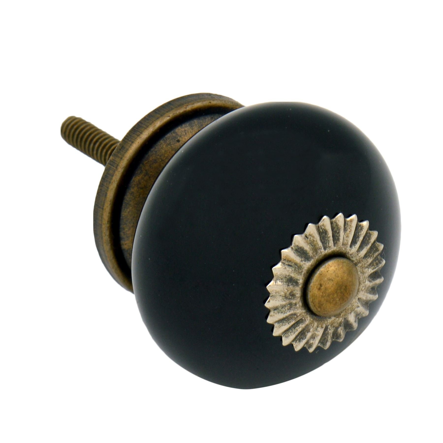 Nicola Spring Ceramic Cupboard Drawer Handle Knob - Black