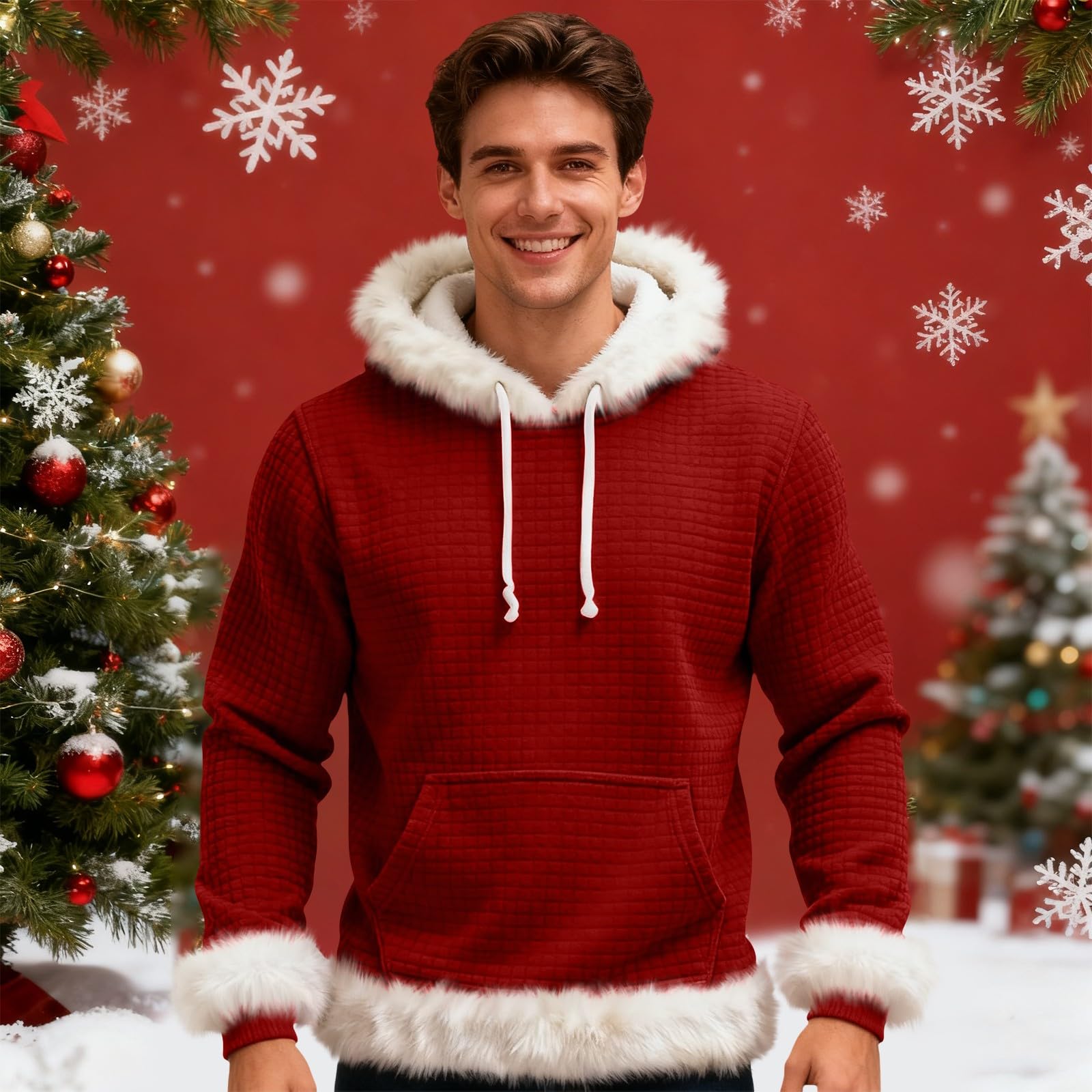 Chaqueta Verano Hombre Sudadera con Capucha De Forro, Estilo Oversize, Tallas Grandes, Manga Larga, Casual, Ideal para Invierno. L (Red, XXL) Gimnasio Softshell Ropa Playa Grandes
