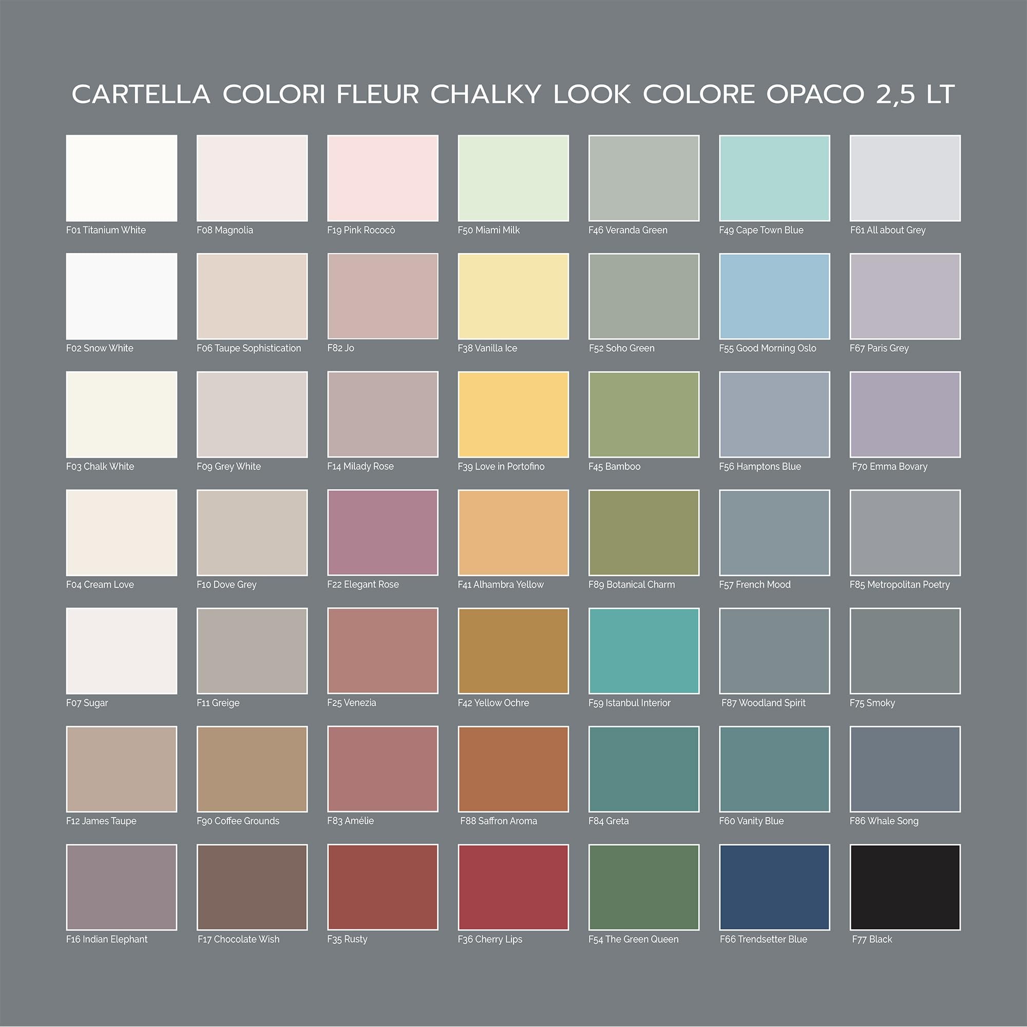 FLEUR DESIGNER'S PAINT | Pittura Chalk Paint Opaca, 2,5 L, Senza Carteggiare, Multisuperficie, Colore F04 Cream Love, Effetto Gesso, Per Pareti e Mobili, Extra Opaco, Ad Acqua, Made in Italy