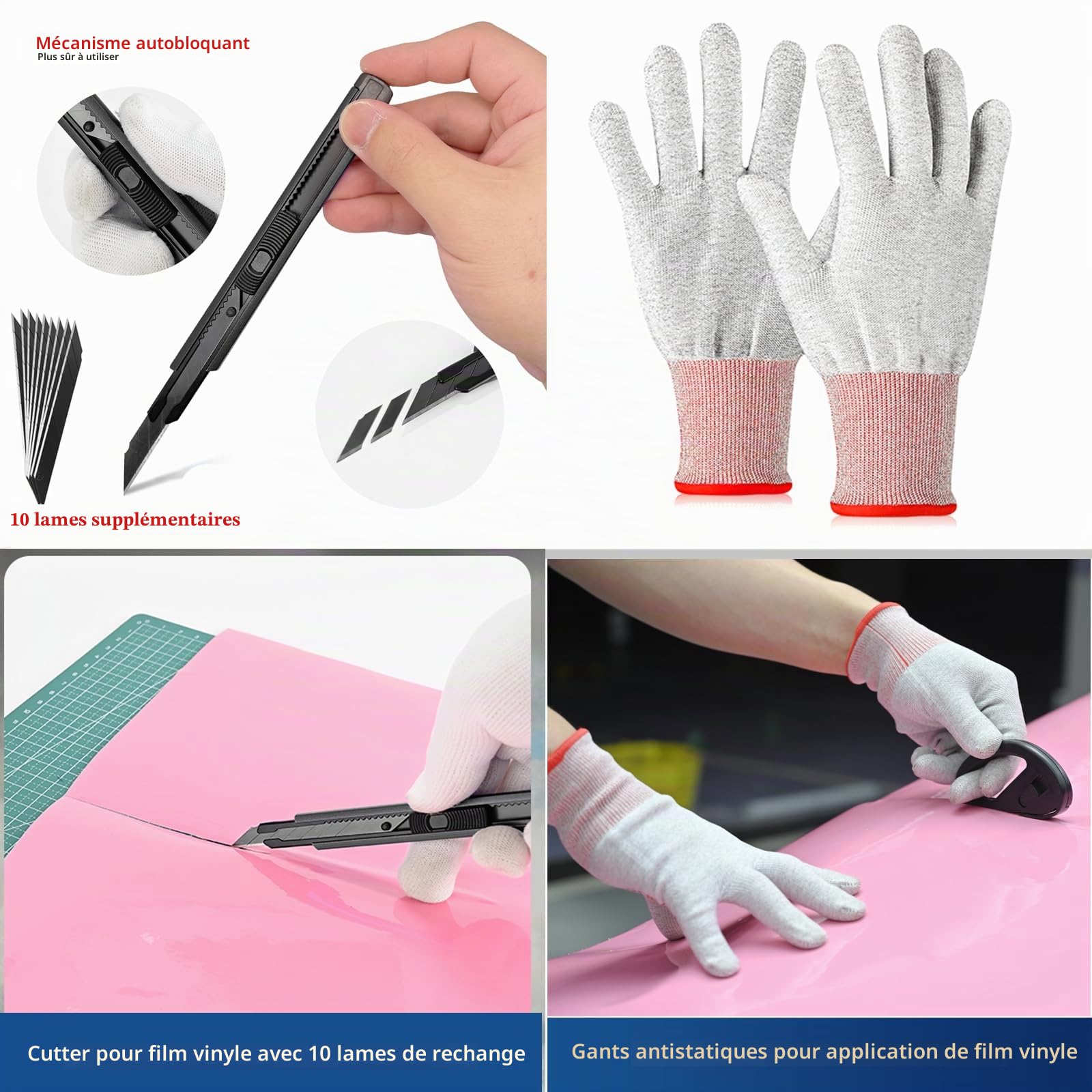 EHDIS Film Teinte Vitre Voitures Ensemble D'outils avec Décapeur Thermique Professionnel 1800W, Emballage De Installer L'outil Fenêtre Teinte De Film, Comprend Raclette Feutrine, Cutter et Magnete