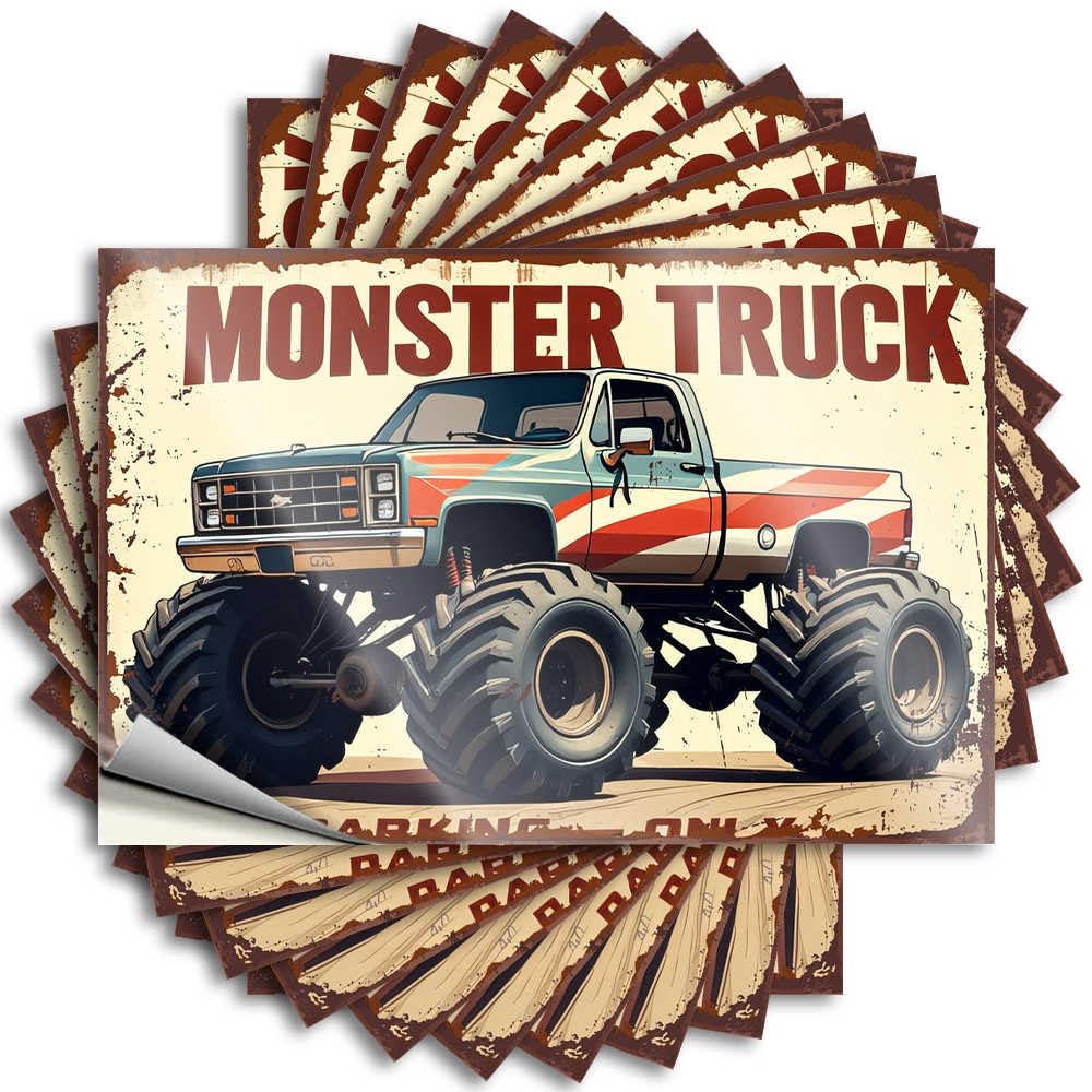 Decals Hard Snarky Vintage Monster Truck with Patriotic Design for Girls - Bedroom Decorations Easy Peel Removable(6X9CM)
