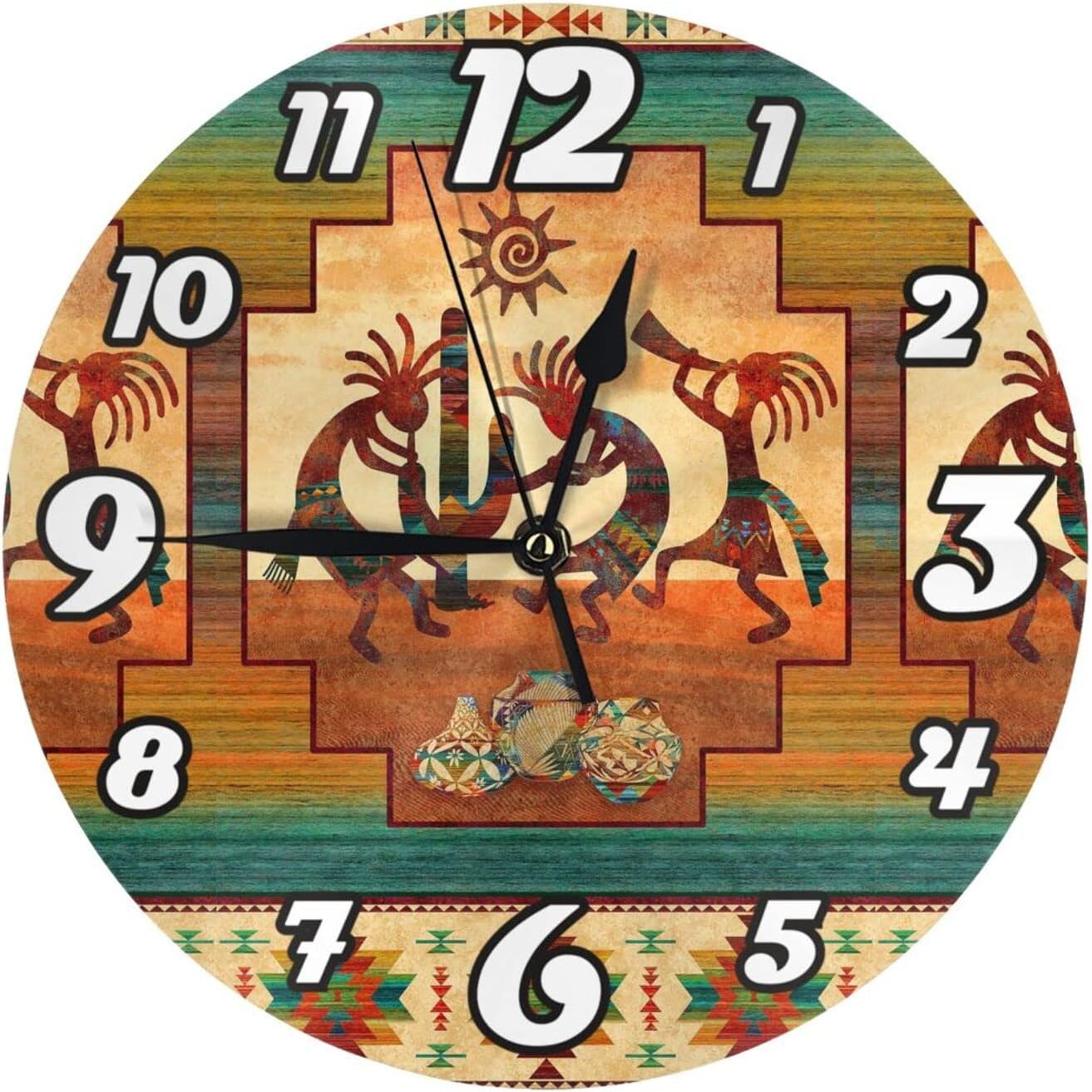 UIHIKE Southwest Native American Kokopelli Round Wall Clock