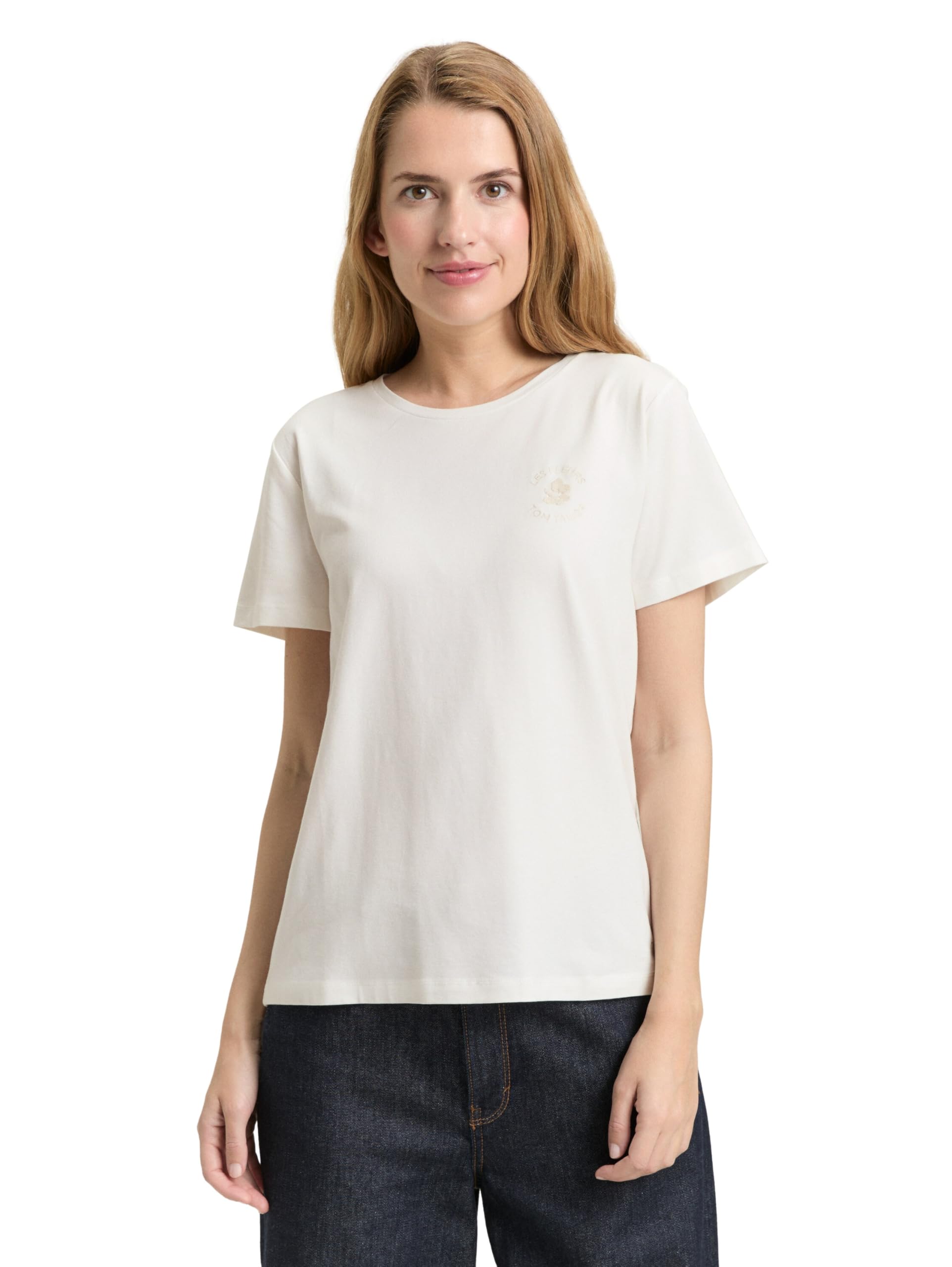 TOM TAILOR Damen T-Shirt mit Blumen-Stickerei