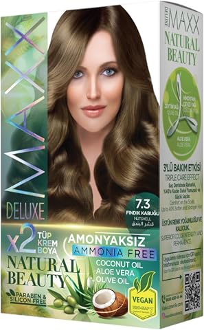 Maxx Deluxe Natural Beauty Amonyaksız Set Saç Boyası 7.3 Fındık Kabuğu