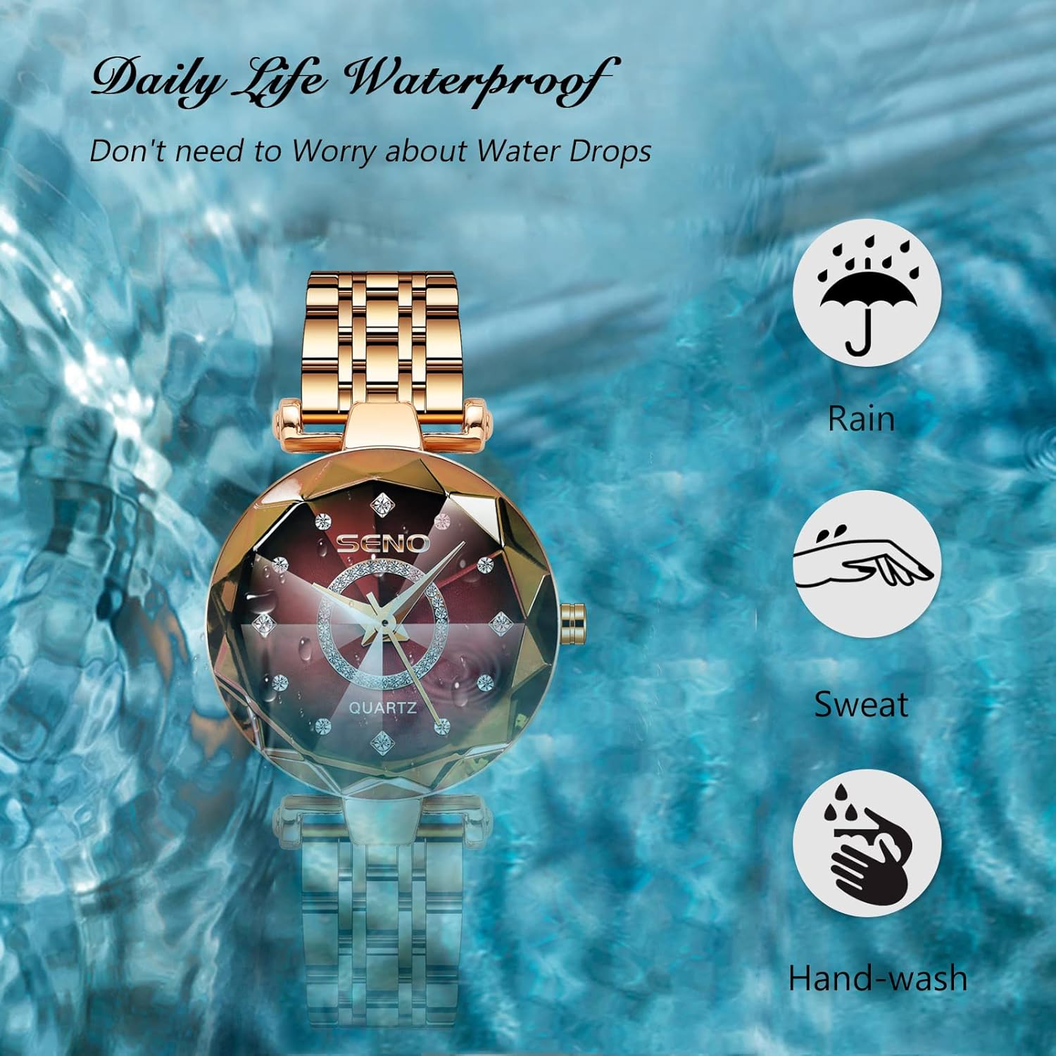 RORIOS Orologio Donna Orologio Analogico Quarzo con Cinturino in Acciaio Inox Moda Impermeabile Orologi da Polso Strass Orologio per Ragazza Donna