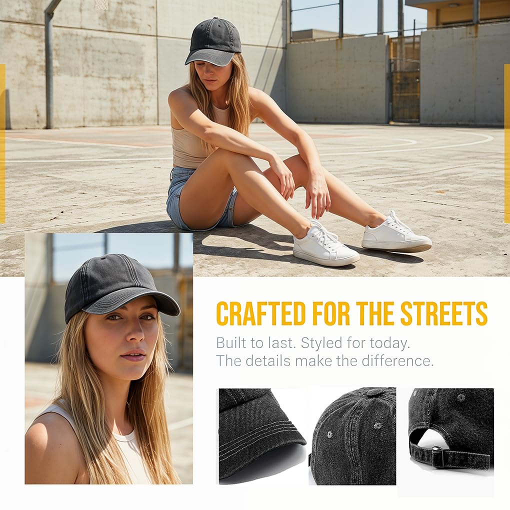 YAMEE Casquette de Baseball Denim pour Femmes,Chapeau de Baseball Réglable,Chapeau Sport Unisexe Eté,Running Cap Breathable Dames pour Golf Cyclisme Randonnée