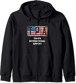 Tampa Airport Florida Distressed American Flag Zip Hoodie