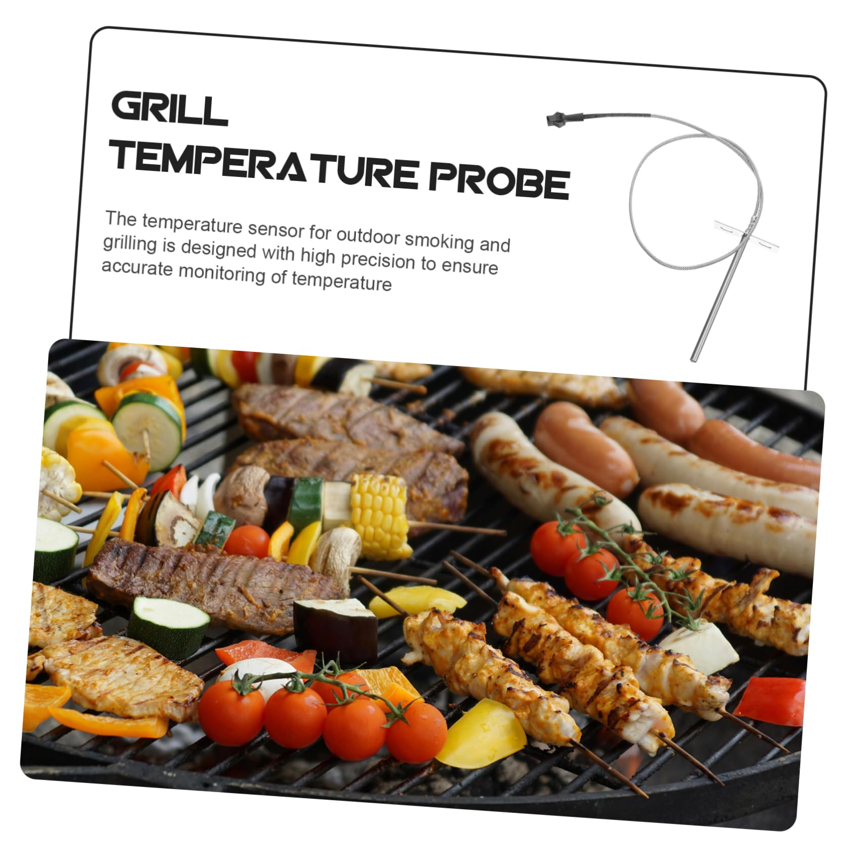 HEMOTON 4 Set Termometro macchina griglia cucinando carne sensore temperatura esterno accessori barbecue accessori per barbecue sonda temp sonda di temperatura Acciaio inossidabile Silver