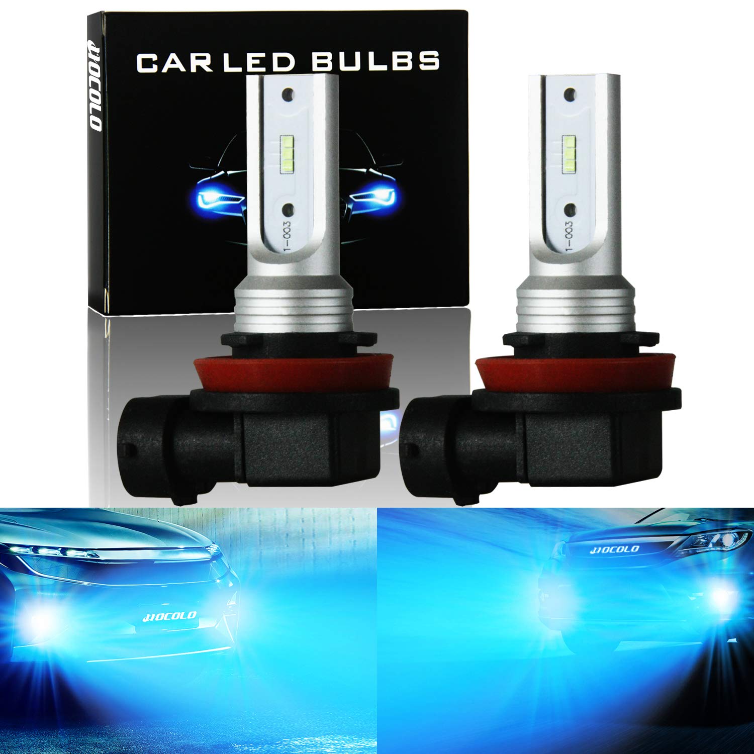 HOCOLOD Serices Ice Blue White Fog Light Bulbs-H1 H3 H7 H8 H4 9005 9006 880 881 2504 5202 (D-H8-Fog/DRL, Ice Blue 8000K)