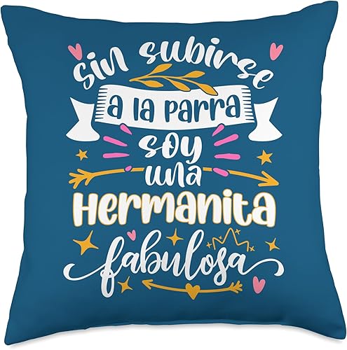 Hermanita Fabulosa Divertido Mujer Chiquita Hermana Menor - Almohada de 18 x 18 pulgadas, multicolor disponible en Yaxa Guatemala