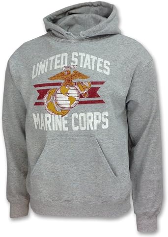 Armed Forces Gear Mens Marines Vintage Basic Hooded Sweatshirt