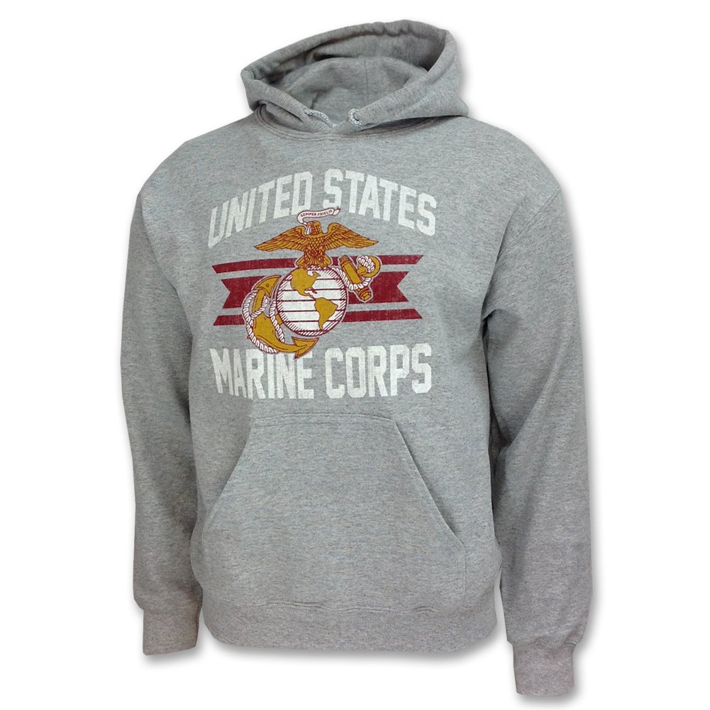 Armed Forces Gear Men's Marines Vintage Basic Hooded Sweatshirt