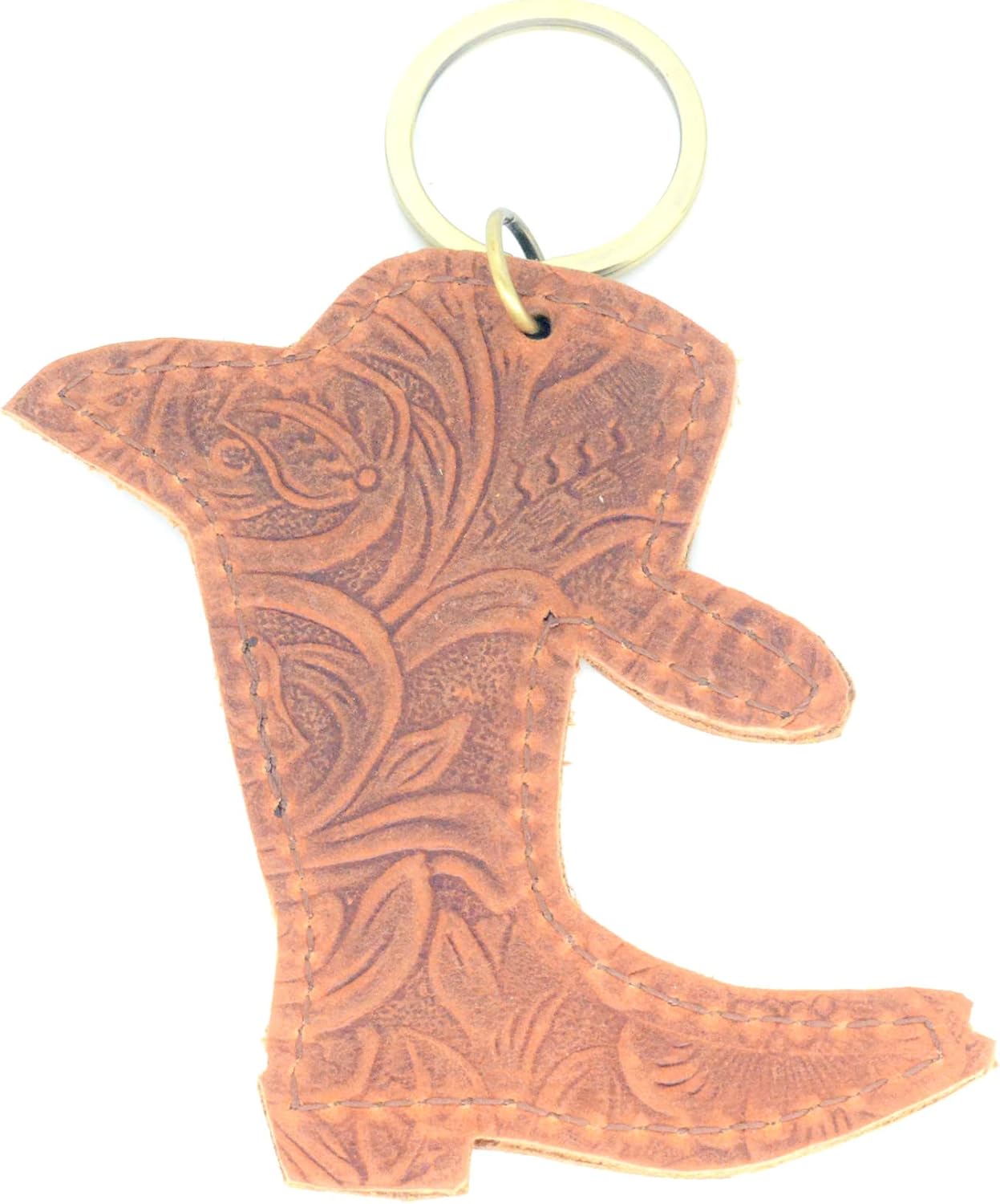 JJNUSA Handmade Keychain Rustic Leather Key Ring Holder Leather Key Holder Mens Key Chain Western Boot and Cowboy Hat