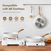 Vista 7 de SENSARTE Nonstick Frying Pan Skillets, White Ceramic Coating Omelette Pans, Healthy Cookware Chef's Pan, Free of Intentionally Added PTFE & PFAS