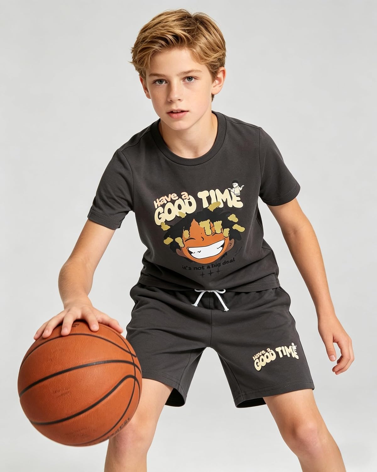 Cakaner Boys Outfit 2 Piece Short Sleeve Graphic T Shirt and Shorts Set Summer Tween Clothes Size 7-14