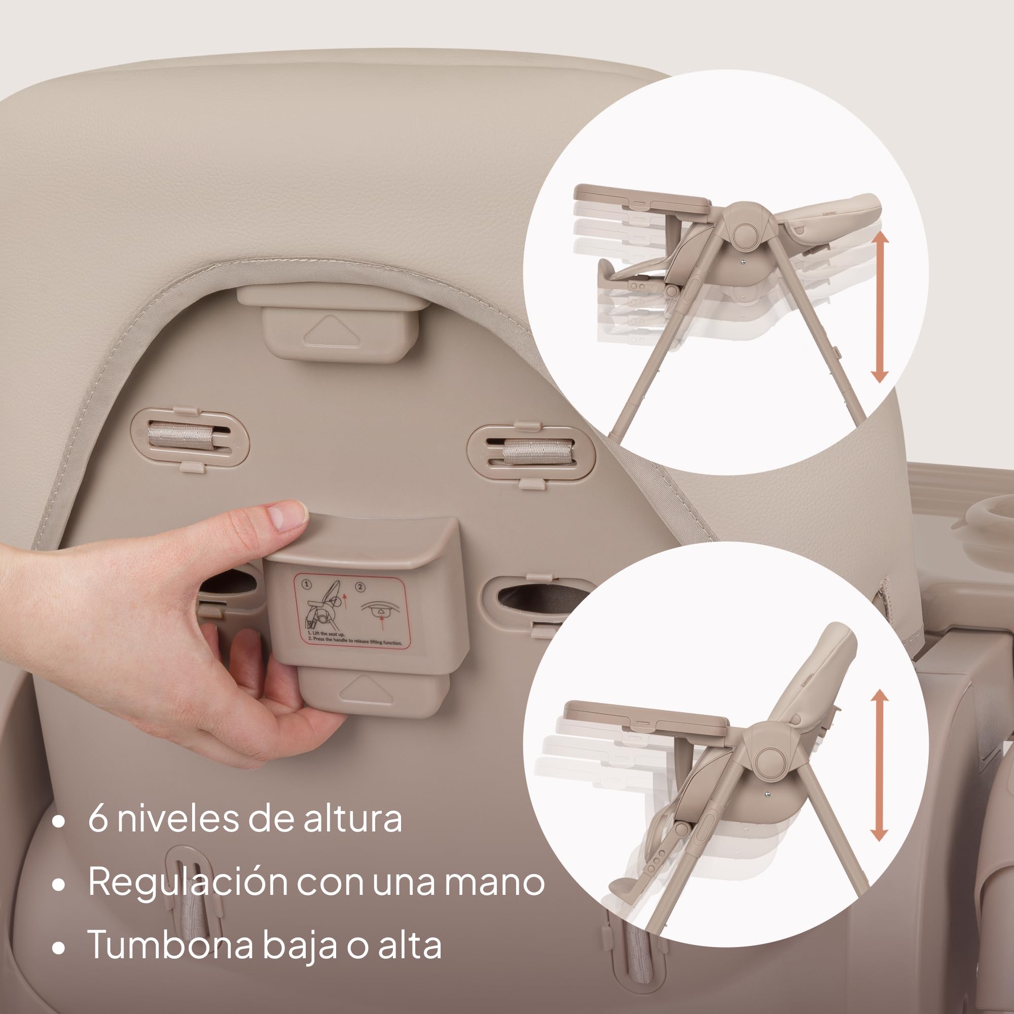 Lionelo Linn Plus Trona para Bebe 2 en 1 hasta 15 kg, Trona con Funcion Hamaca Desde el Nacimiento, Plegable, Ruedas, Regulacion con una Mano, 6 Alturas, 3 Posiciones, Bandeja Lavavajillas