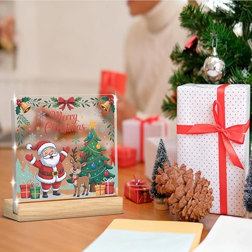 Miniatura 5 de HTBIG Decoración de Navidad para interiores, letrero acrílico de 4 x 4 pulgadas, adecuado como regalo para amigos, colegas, hogar, habitación,