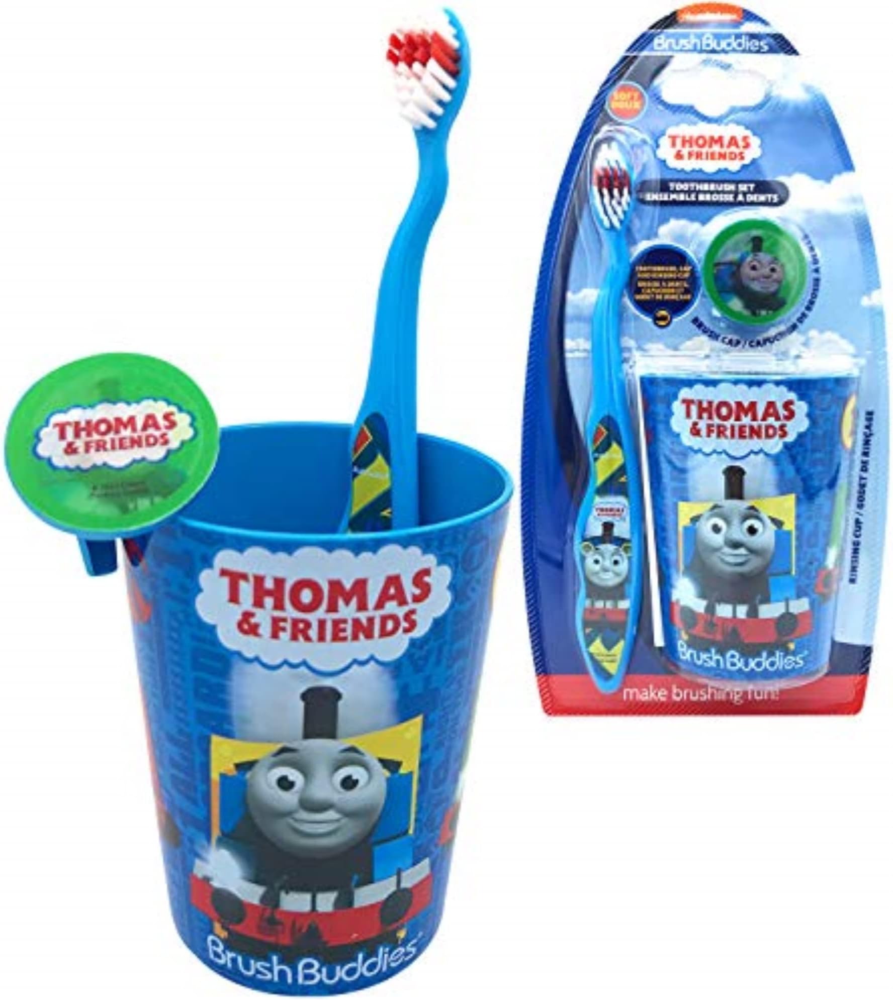 FIREFLY (Thomas Kit) - Ideal Kids Friendly Designed Disney Happy Brushing Time Soft Bristle Toothbrush Kit, Thomas and Friends Set