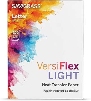Sawgrass VersiFlex Light Heat Transfer Decoration Paper - For Uncoated Products - Fabric - Wood - Clean, Sharp Transfers - Self-weeding - Home Decor, Gifts, T Shirts, Hats - 100 Sheets - 8.5x11 Inches
