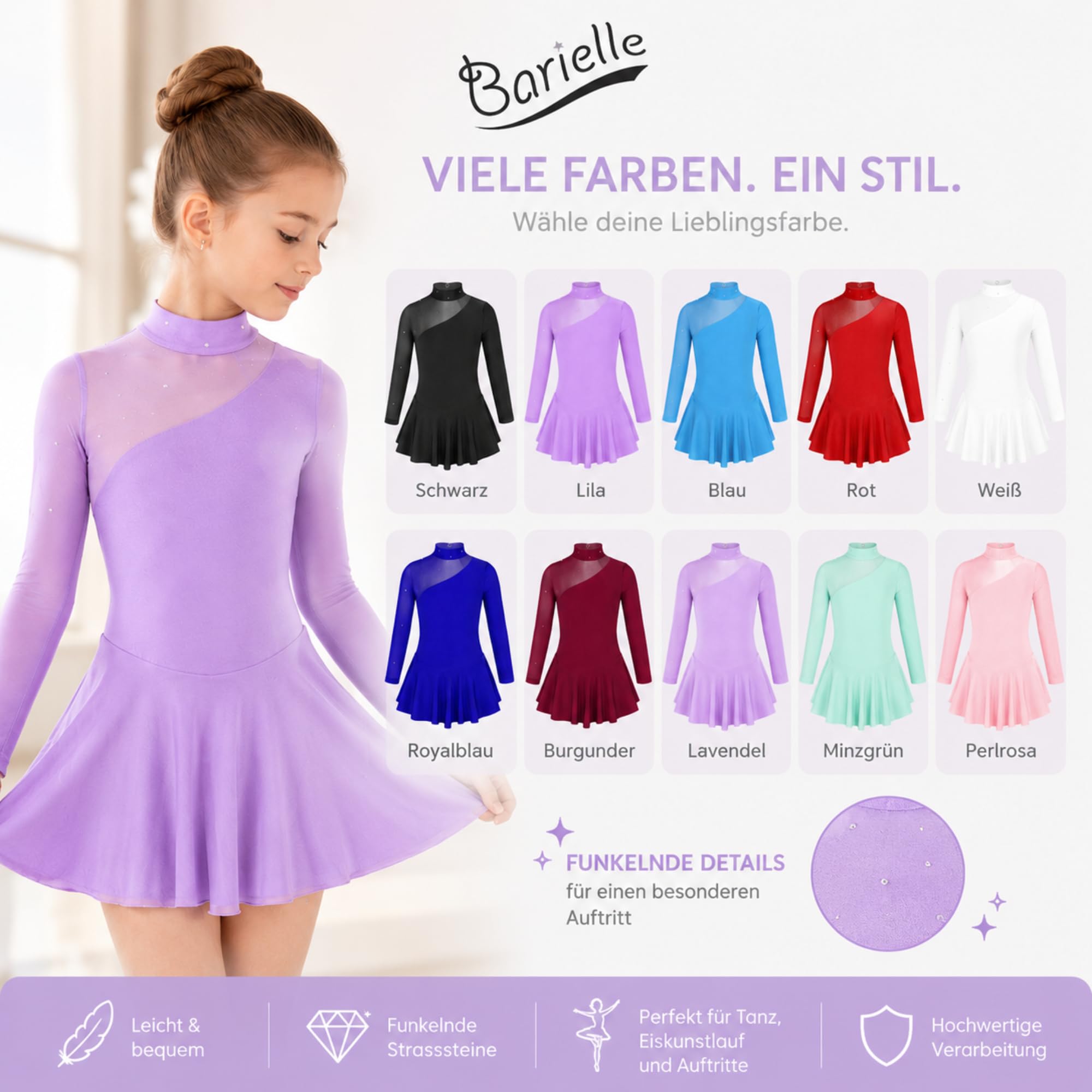Vestido de danza, vestido de ballet, vestido de baile, guardia, patinaje artístico, una pieza con body de baile