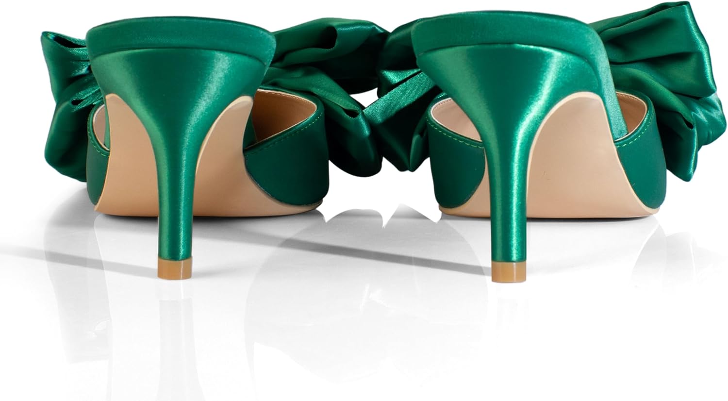 iadore Women's High Heel Sandals, 3'' Satin Closed Pointed Toe Oversized Bow Slip-on Stiletto Slippers Party Prom Casual Dress Mules - Image 5