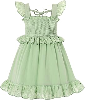 Toddler Dress Baby Girls Cotton Ruffle Sleeveless Summer Dresses Kids Boho Beach Casual Sundress - Buy now