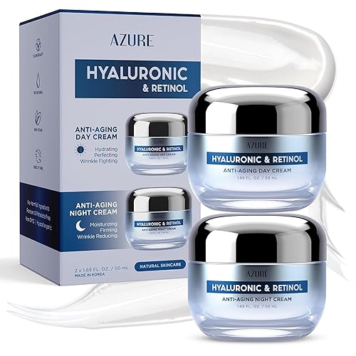 Azure Cosmetics Crema Hidratante de Ácido Hialurónico para Rostro - Crema de Retinol Antienvejecimiento Testada por Dermatólogos para Manchas