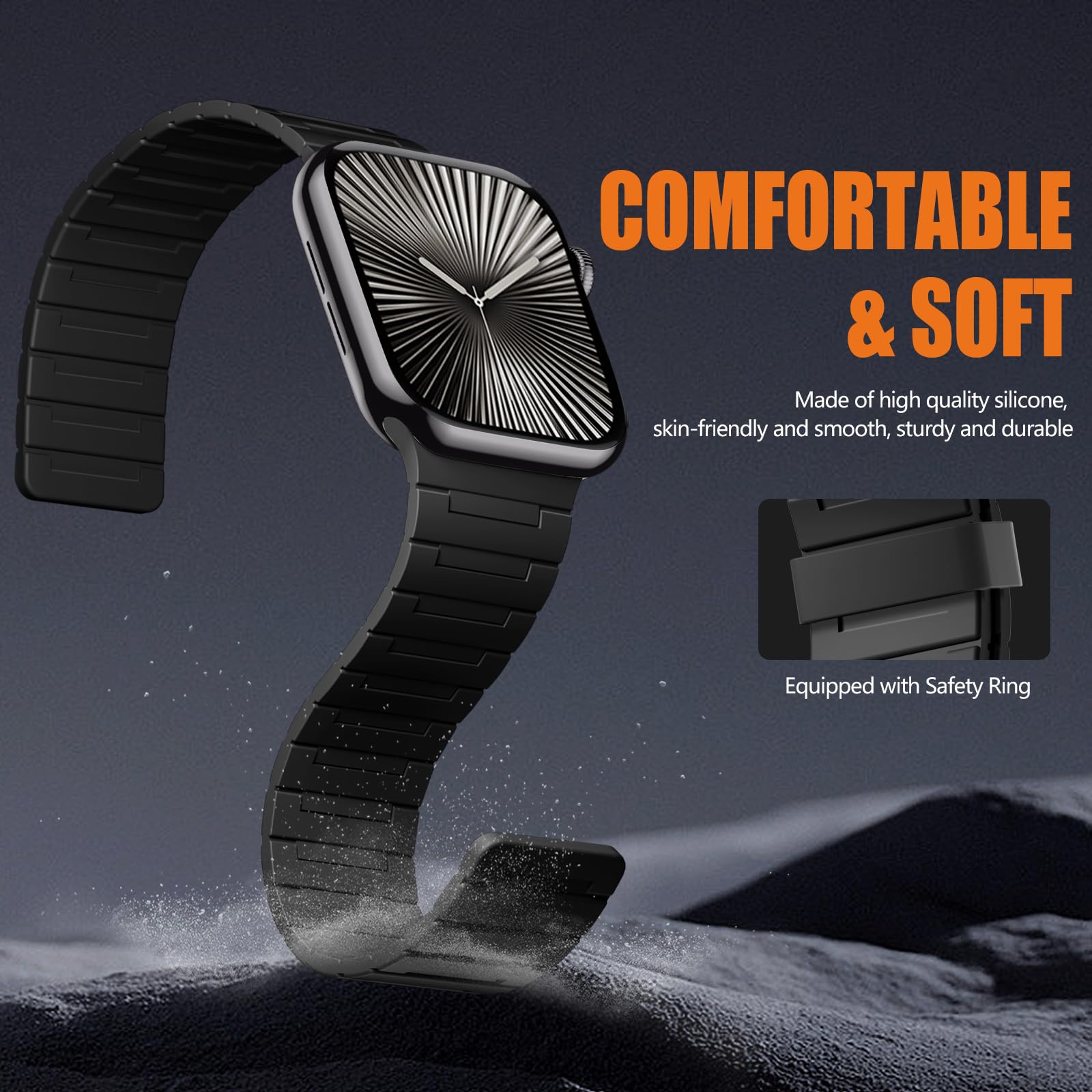 SNBLK Magnetisches Silikon Armband Kompatibel mit Apple Watch Armband 44mm 45mm 46mm 49mm 42mm 41mm 40mm 38mm, Starkmagnet Sportarmband für iWatch Series 11 Ultra 3 Ultra 2 SE 10 9 8 7 6 5 4 3 2 1
