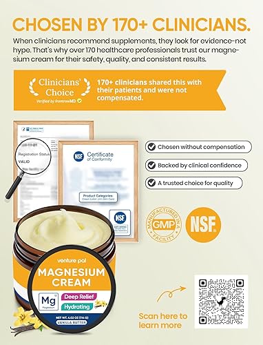 Miniatura 5 de Venture Pal Loción de magnesio, crema tópica de magnesio, relajación de piernas y músculos con aceite de coco, manteca de karité y ácido