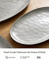 Vista 5 de famiware Bandeja de Servir, Platos de Servir Ovalados de 15.59/14.3/12.9 pulgadas para Entretenimiento, Cuencos de Servir, Esmalte Reactivo