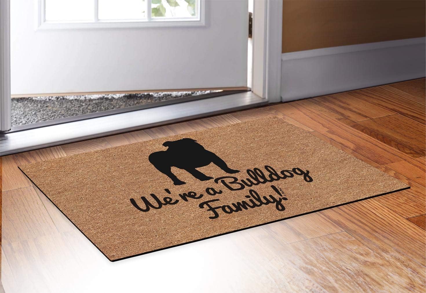 ThisWear Bulldog Dog Mom We're A Bulldog Family Bulldog Dog Dad 2 Pack Doormats Simulated Coir