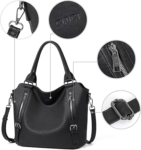 Miniatura 5 de CLUCI Hobo Bolsas de cuero vegano para mujer, bolsa grande para mujer, bolso de hombro con correa ajustable