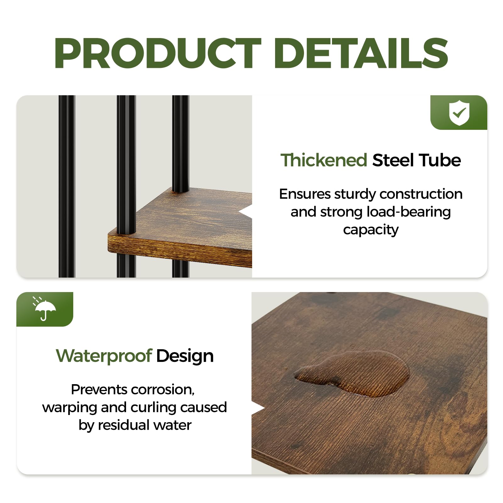 Bamworld Blumenständer mit Pflanzenlampen, 7 Stufiges Eck-Pflanzenregal aus Holz & Metall,Stabiler Indoor Pflanzenhalter für Wohnzimmer Balkon Schlafzimmer,Pflanzen Display Regal Dekoration
