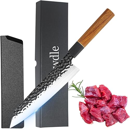 Dawdle Cuchillo de chef de 8 pulgadas, cuchillo de cocina profesional afilado de acero inoxidable de alto carbono, cuchillo de carnicero, cuchillo