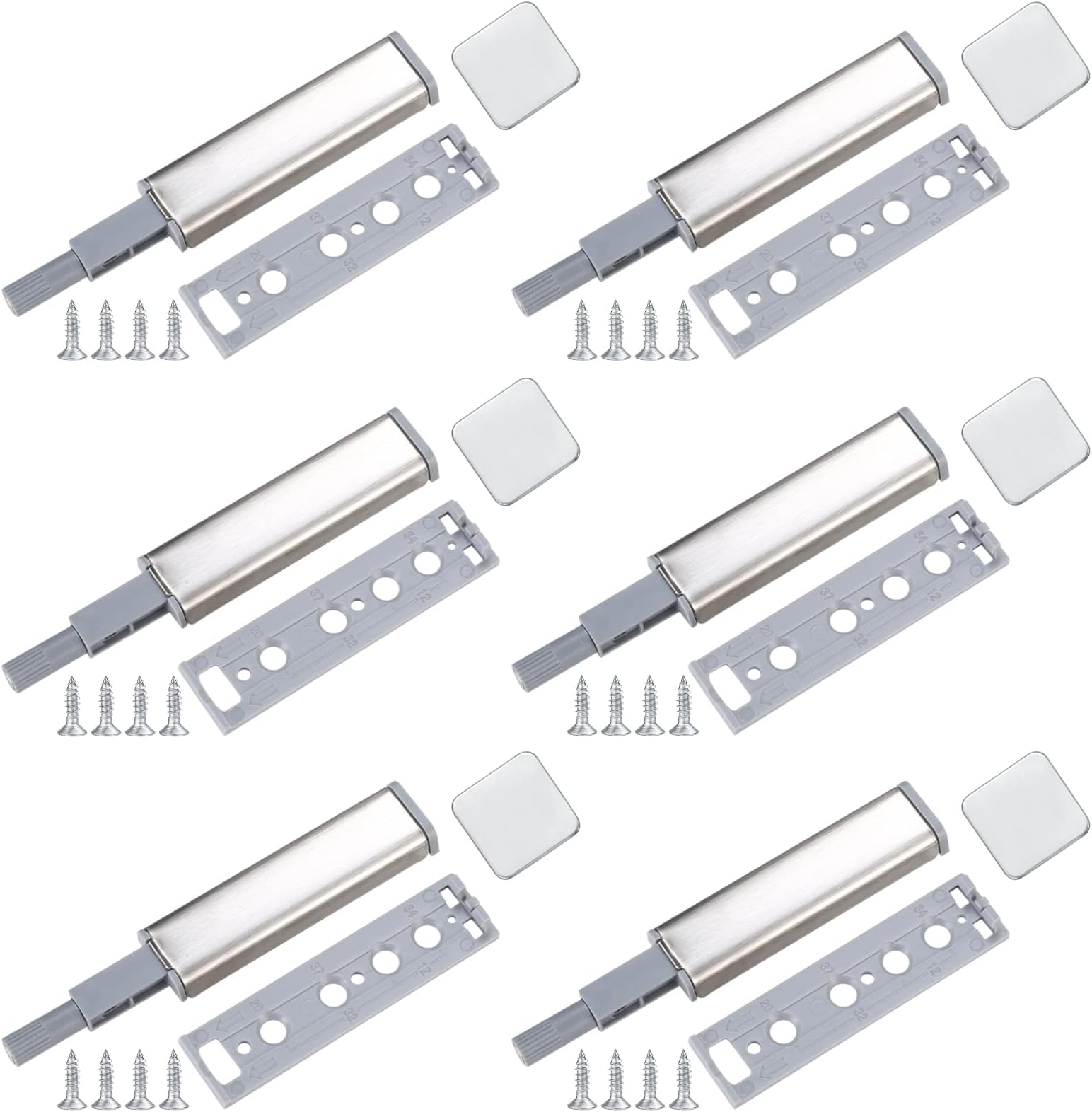 Push to Open Door Catches, Push Door Closer Catches Latches Release, Soft Close Magnetic Door Catch, Kitchen Cupboard Cabinet Drawer Wardrobe Doors Push Closure Closer - 6 Pcs