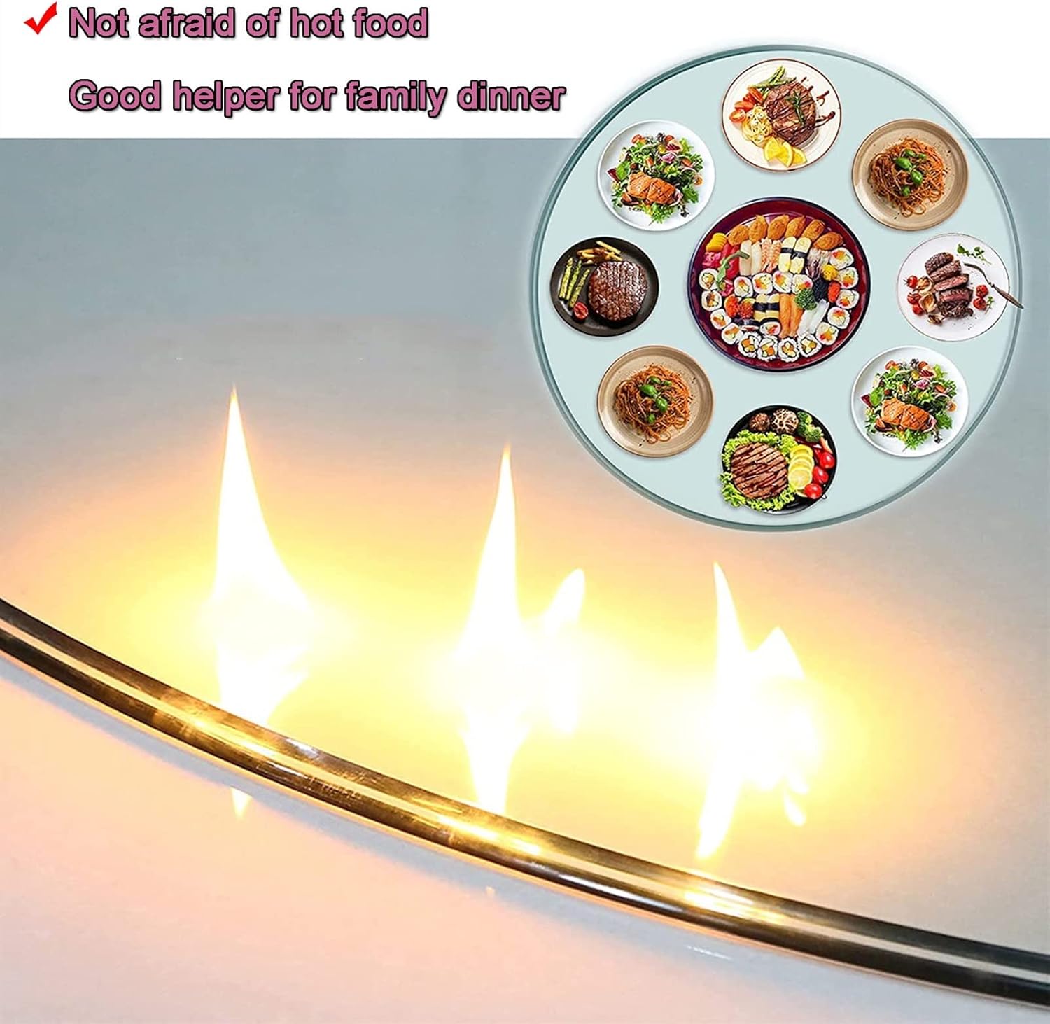 Tempered Glass Table Top,Tempered Polished Edge,Round Glass Table Top -Clear,Glass Table Top Ø 21in 23in 24in 25in 27in 28in Thickness: 9mm, High Temperature Resistance,Not Fragile