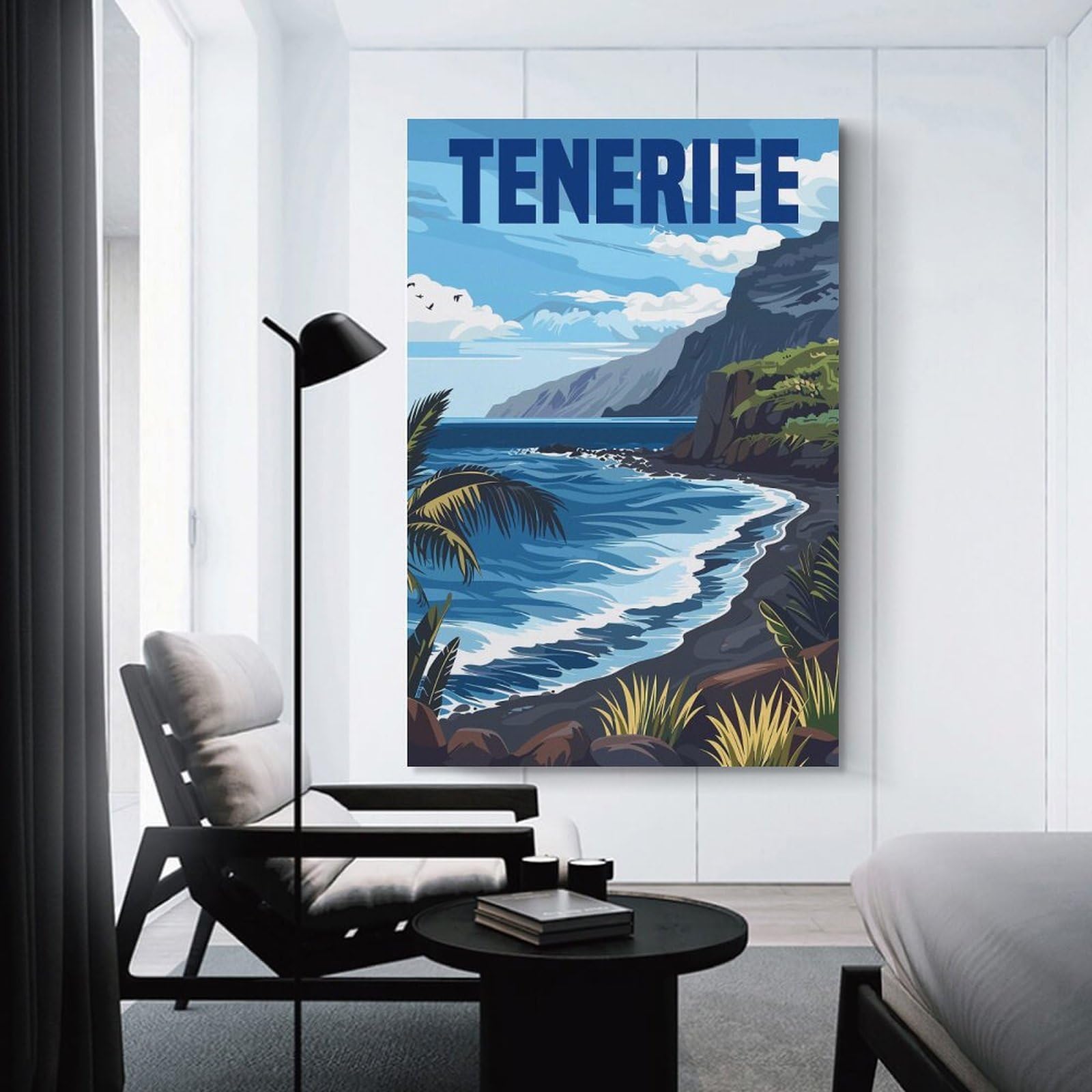 Junmoney Canvas Wall Picture Tenerife Island Spain, 20x30inch(50x75cm), for Front Hall, Corridor Or Welcome Spaces, Decorative Wall Art for Narrow Spaces
