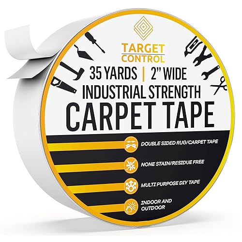 Target Control™ 105 pies x 5.08 cm Cinta adhesiva para alfombras y tapetes, para suelos de madera dura sin daños, para alfombras de área, cinta
