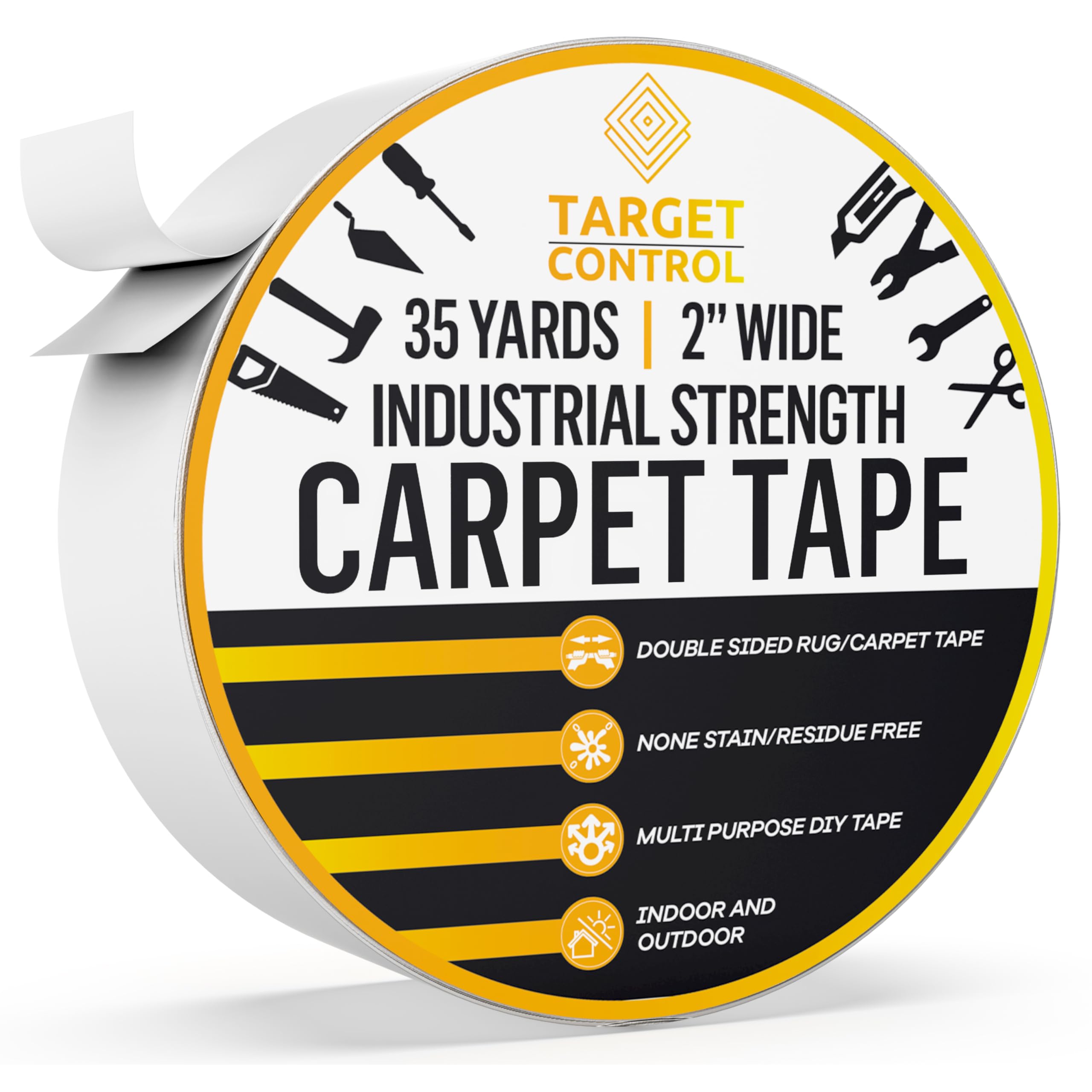 TargetControl™ | 105FT x 2" | Carpet Tape & Rug Tape Hardwood Floor No Damage, for Area Rugs, Carpet Tape Double Sided, Rug Tape for Carpet & Tiles