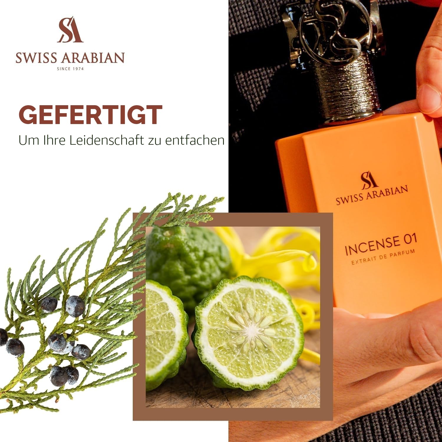 Swiss Arabian Incense 01 Extrait De Parfum Unisex 50ML - Eine Mystische Verschmelzung von Rauchigem Weihrauch, Warmen Hölzern und Würziger Eleganz - Betörend Holzig-Würziger Duft