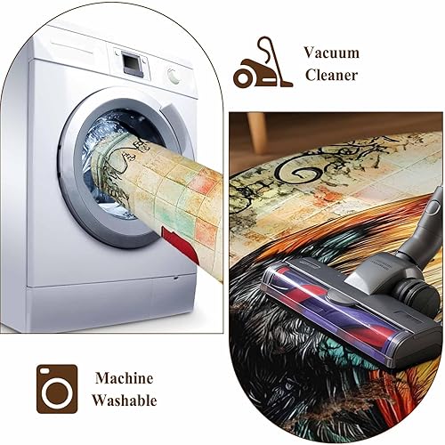 Miniatura 8 de 8x10 Area Rugs, Retro Rooster Non-Skid Rubber Backing Large Rectangle Rugs - Living Room Bedroom Home Office, Pastoral Sunflower Watercolor Animals