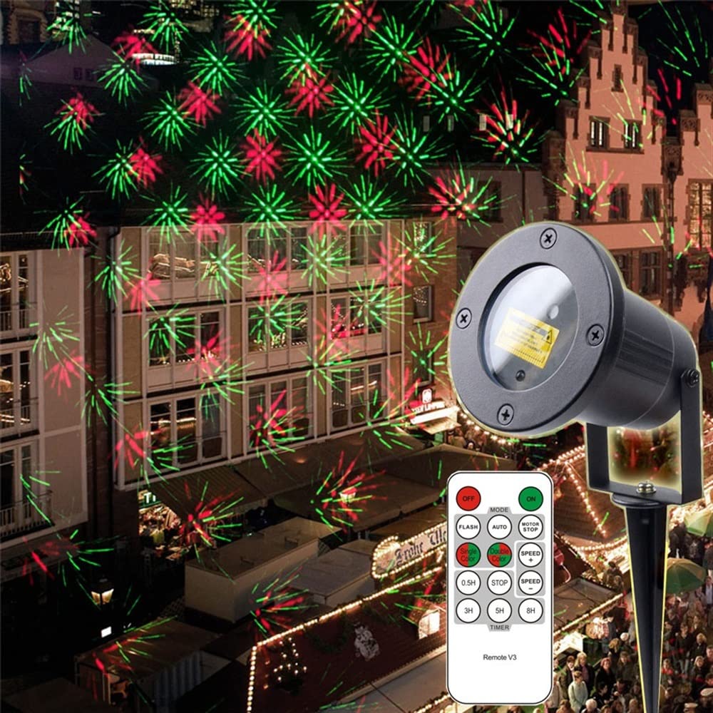 SAKEMA Proyector de luz de Navidad Remoto, luz LED Verde y Roja, Exterior, Proyector de Proyección de Luz de Estrella, Decoración de Fiestas y Vacaciones