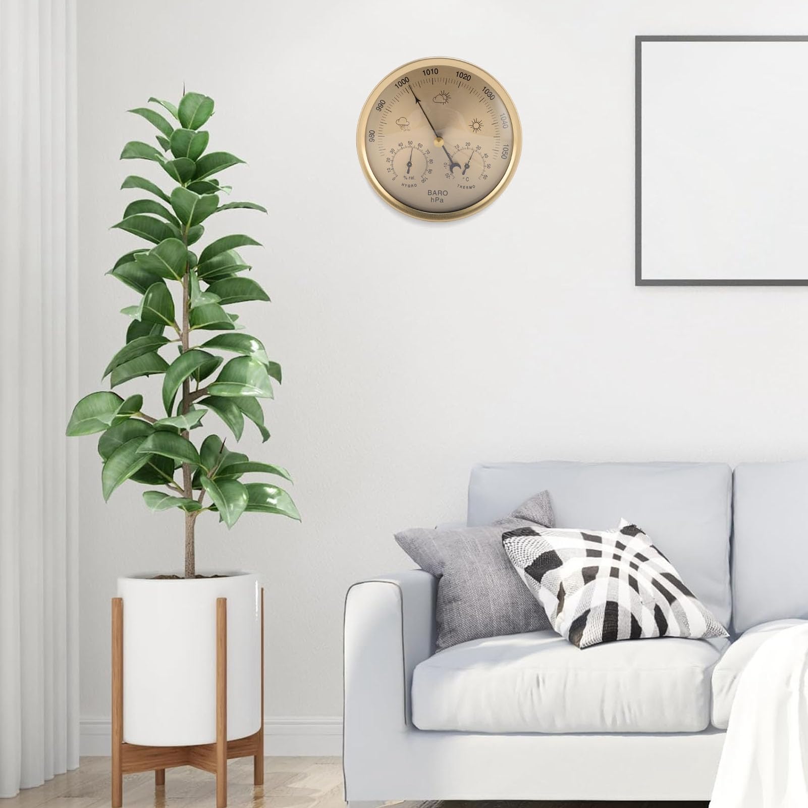 Cuifati 3 w 1 Tester Pogody, Wybierany 130 Mm Barometr Higrometr Wiszący na Patio Garaż Ogrodowy