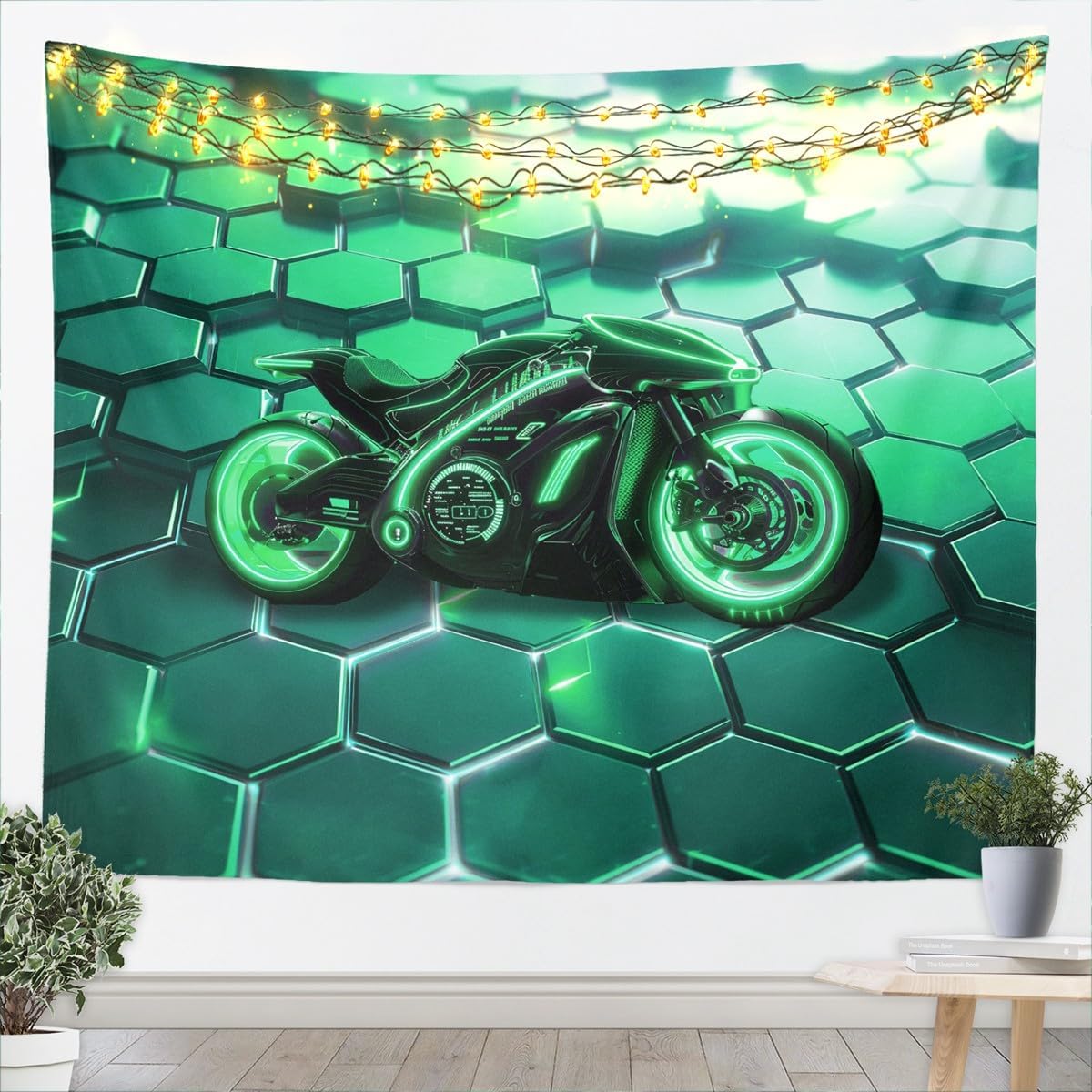 jejeloiu Boys Girls Dirt Bike Honeycomb Wall Art Durable Extreme SportTapestry Kids luxury collection Wall Hanging Blanket Teens Bedroom Decor Medium 59"x59"