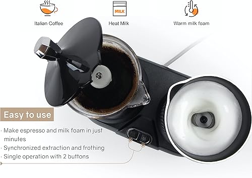 Miniatura 4 de Hackvia Máquina de expreso cafetera espresso portátil y máquina de café con capuchino con espumador de leche cafetera de espresso con vapor olla